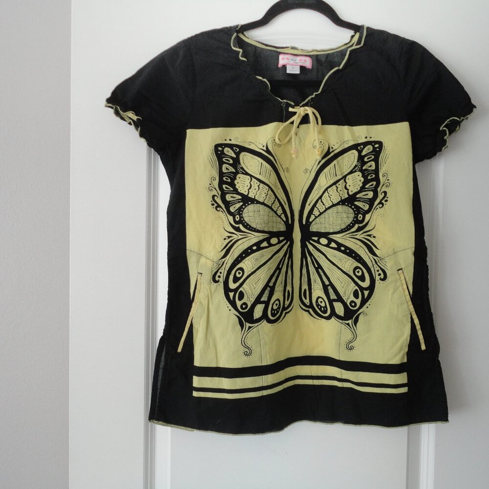 KOI scrub top/bottom/pants/black/S/butterfly motif/limited edition